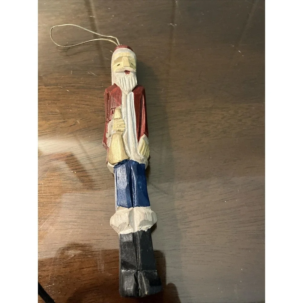 Vintage Carved Wooden Santa 6
